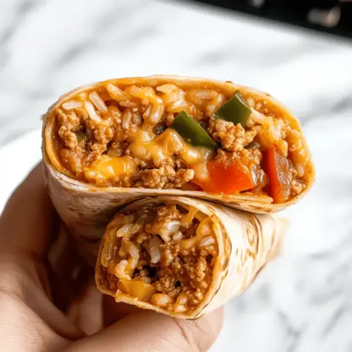 Cheesy Ground Chicken and Rice Burritos