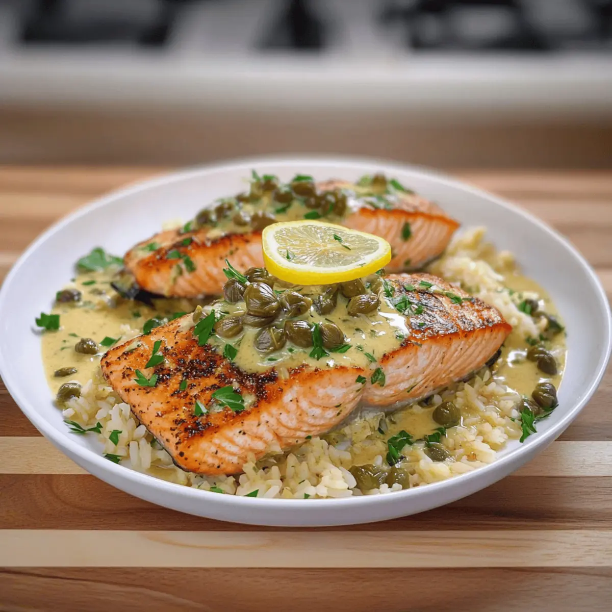 One Pan Creamy Lemon Caper Butter Salmon