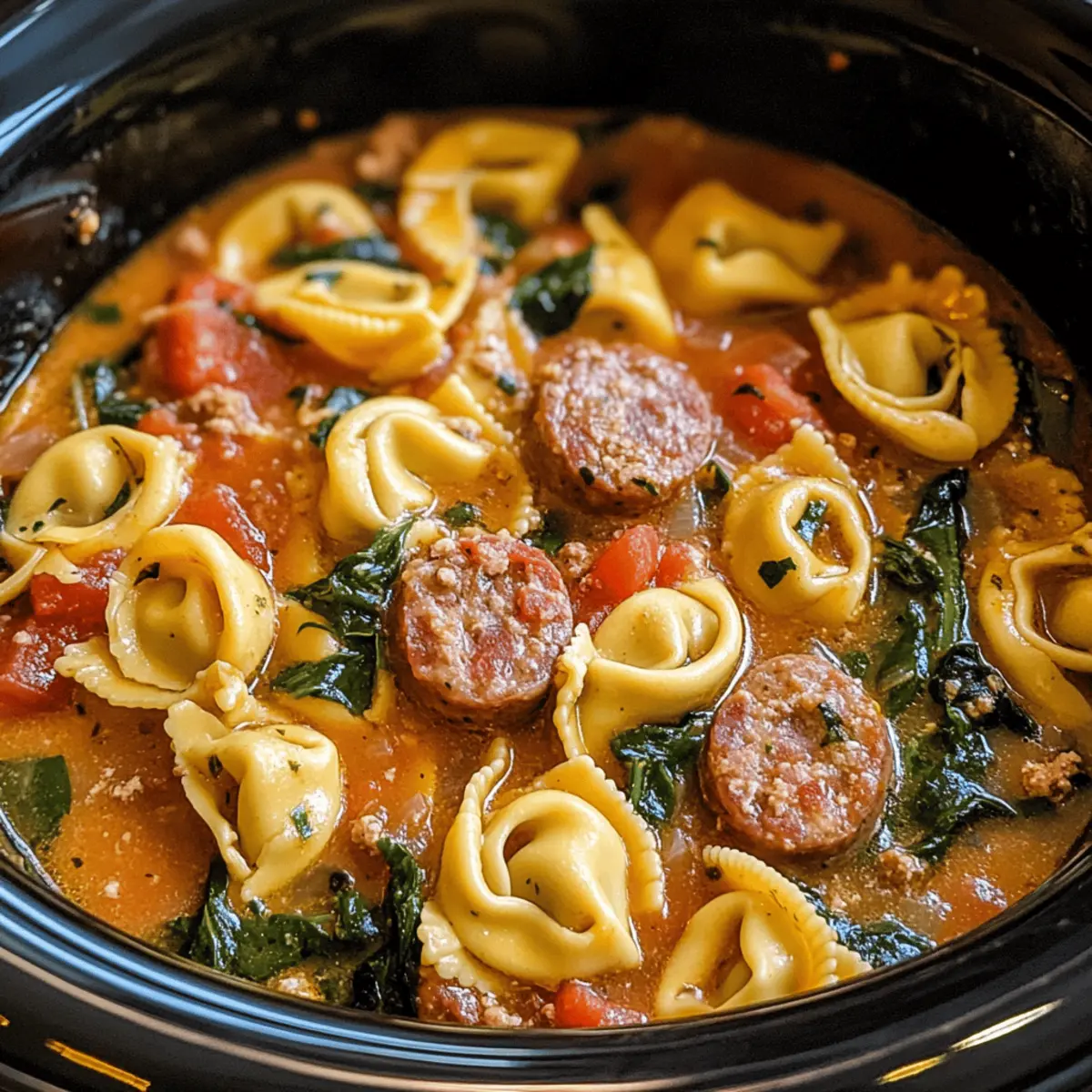 Crockpot Cheese Tortellini and Sausage