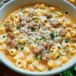 Creamy Parmesan Italian Sausage Ditalini Soup