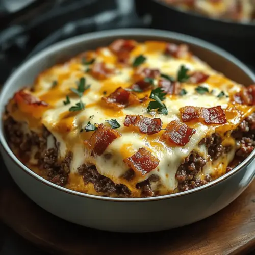 Low-Carb Bacon Cheeseburger Casserole