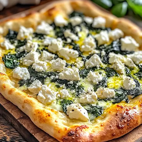 Greek Roasted Garlic Spinach White Pizza