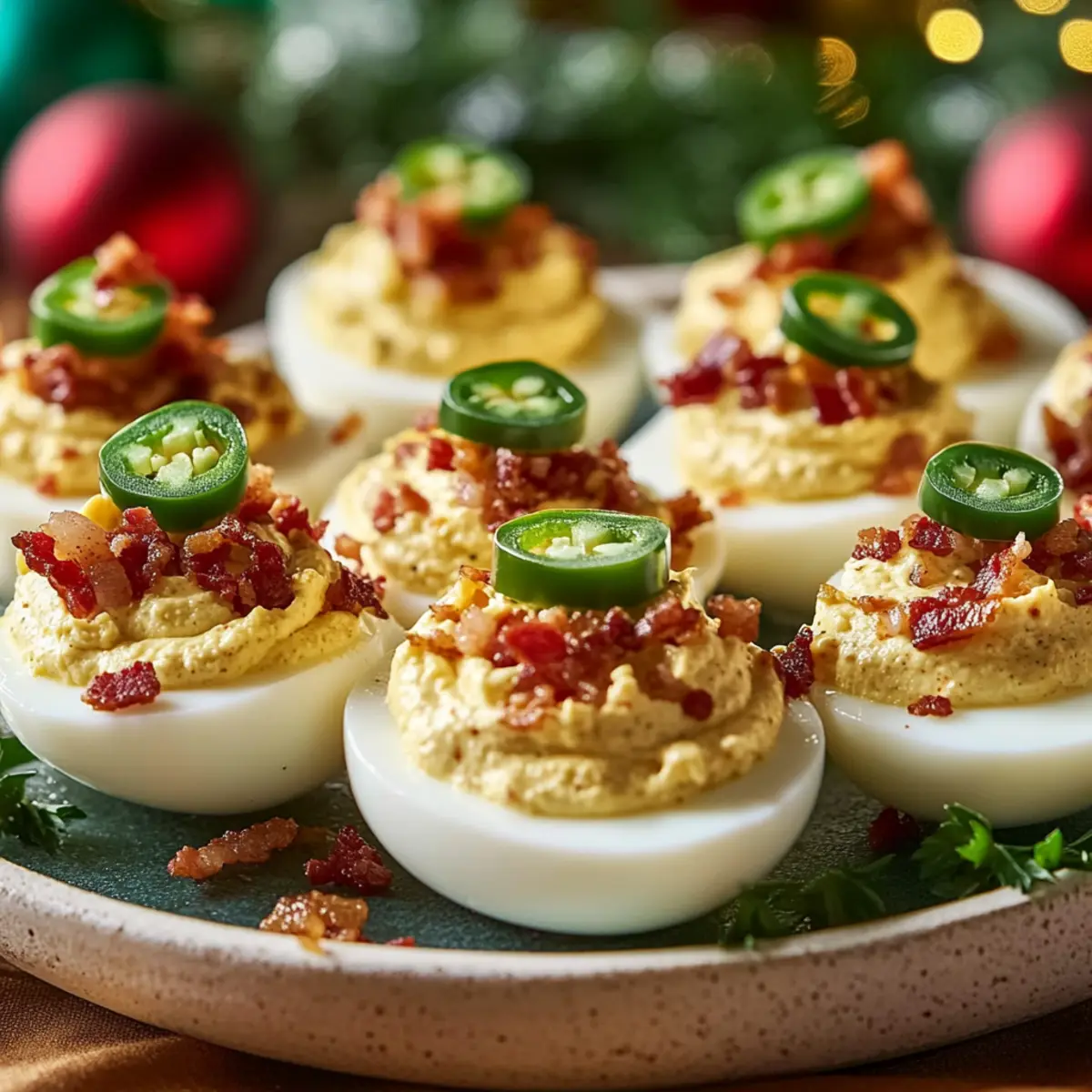 Jalapeño-Cheddar Christmas Deviled Eggs