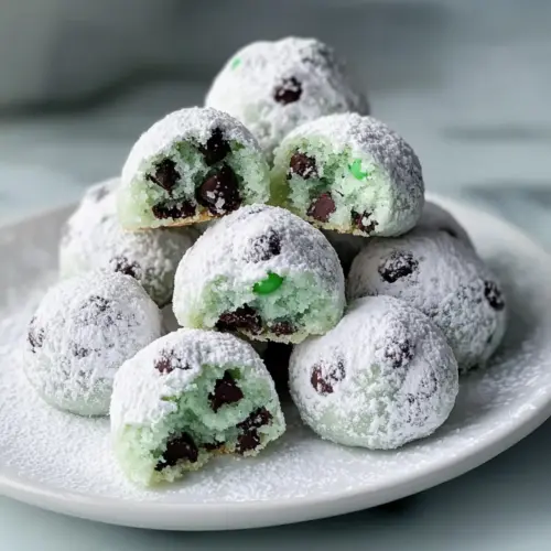 Melt-in-Your-Mouth Mint Chocolate Chip Snowball Cookies