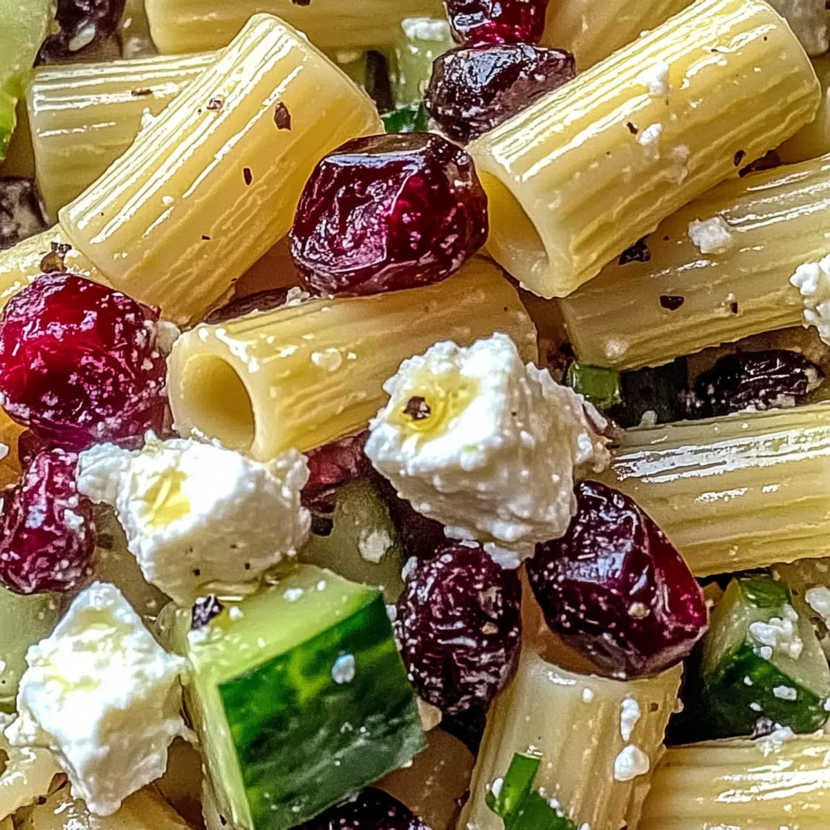 Feta & Cranberry Rigatoni Salad with Lemon Vinaigrette