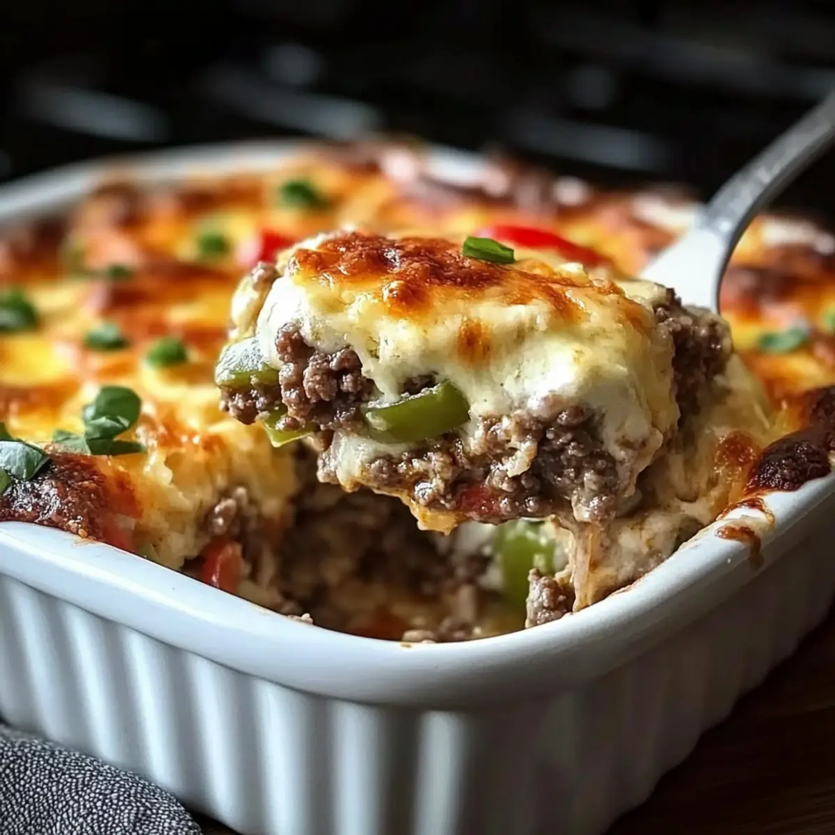 Low Carb Philly Cheesesteak Casserole