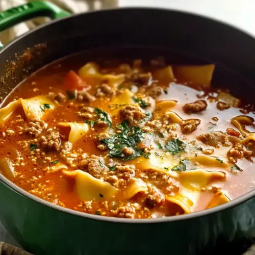 Simple Lasagna Soup with Sausage and Ground Beef