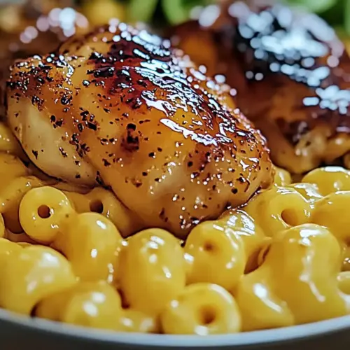Honey Pepper Chicken with Macaroni and Cheese