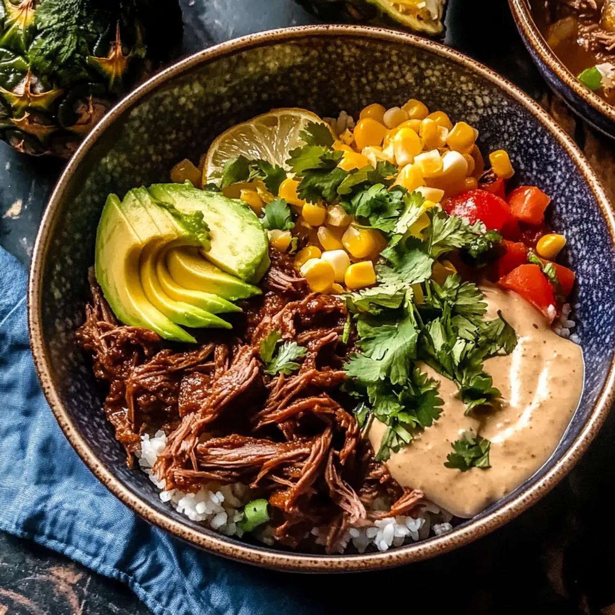 Crockpot Chipotle Pineapple Pot Roast Bowl