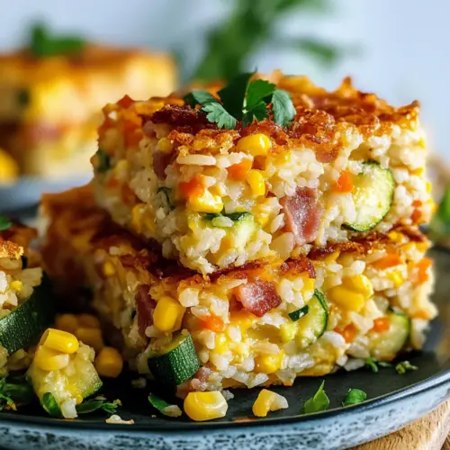 Cheesy Bacon & Veggie Rice Slice