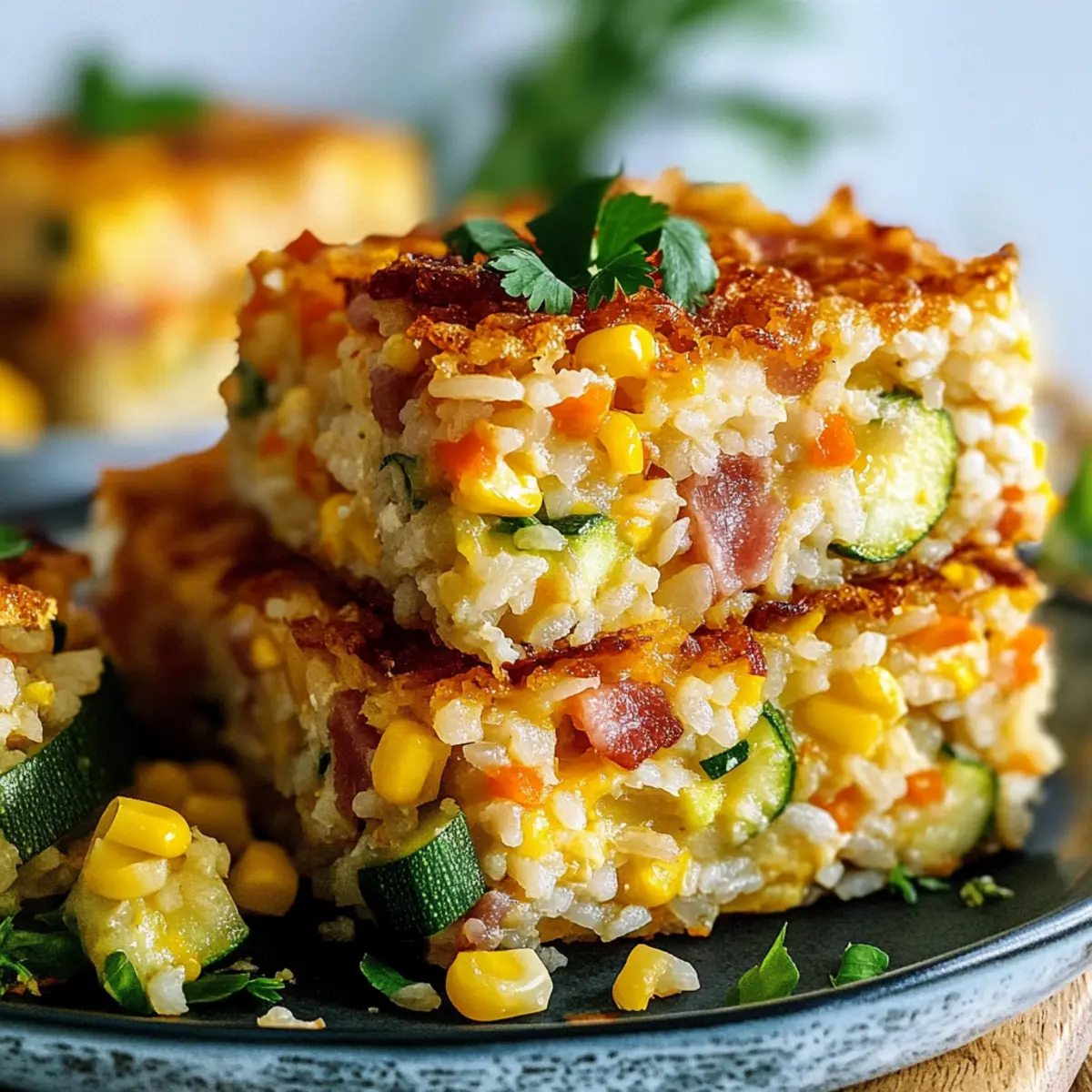 Cheesy Bacon & Veggie Rice Slice