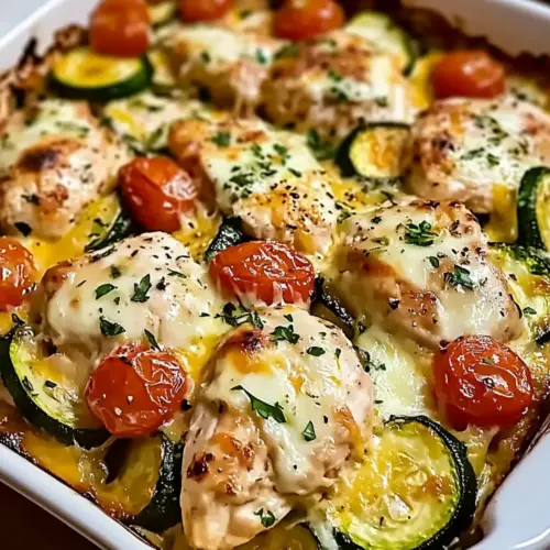 Mediterranean Chicken Zucchini Bake